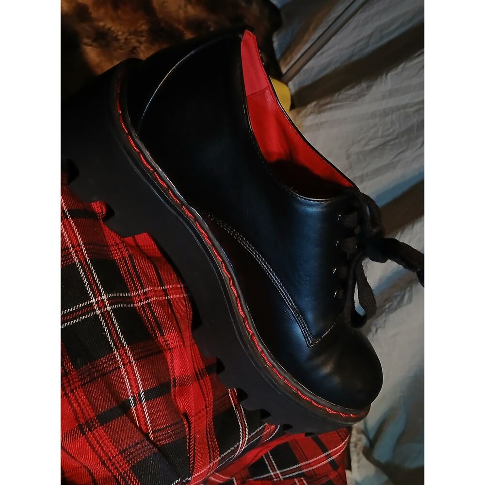 Lamoda Black Chunky Platform Lace-Up Oxford Shoes US 7 - Picture 3 of 7